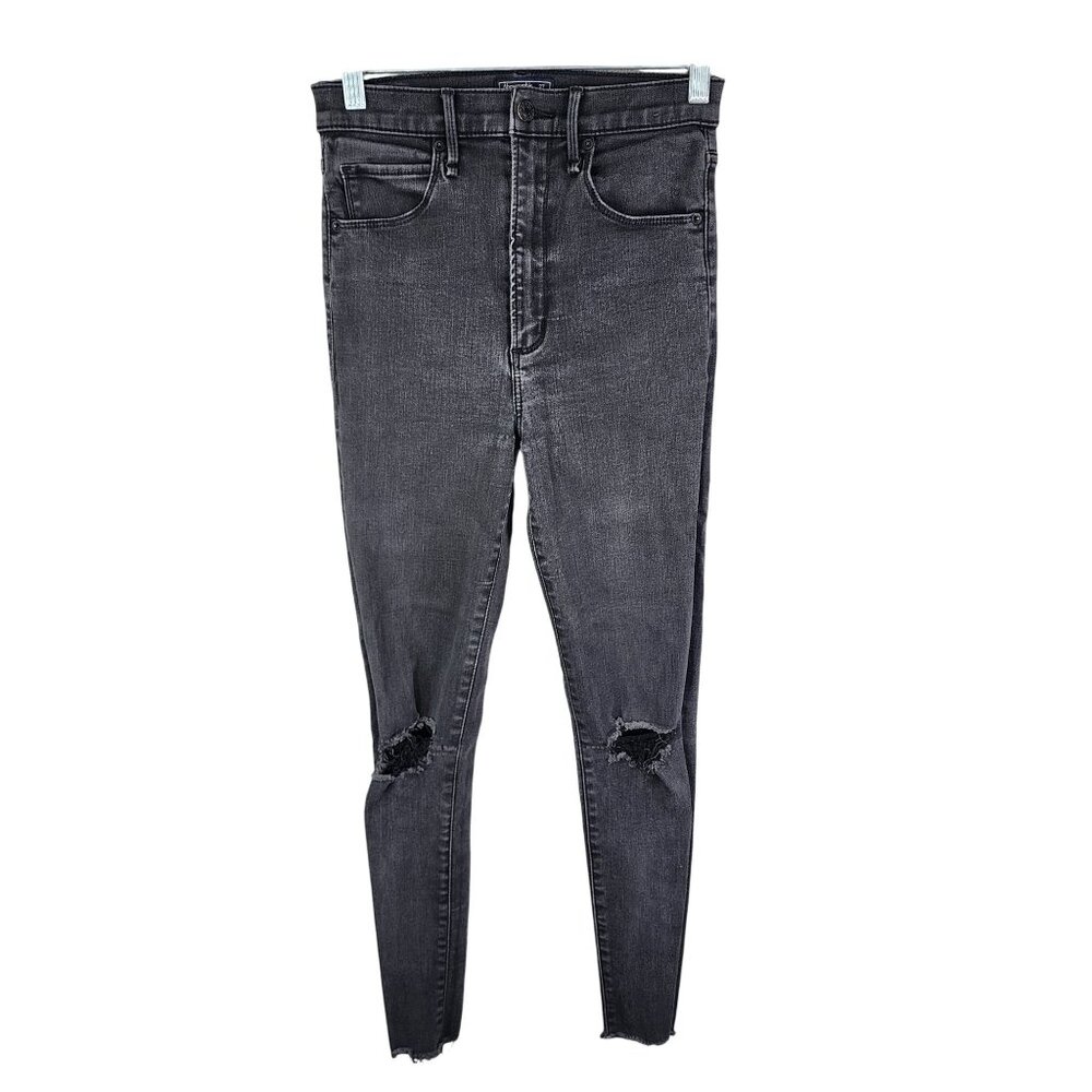 Womens Abercrombie & Fitch Black Denim Jeans Ultra High Rise Super Skinny 4S